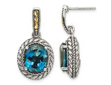 8.10 Carat (ctw) London Blue Topaz Dangle Earrings in Sterling Silver with Yellow Accents